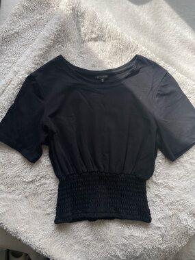 Dynamite black ruched sinched crew neck tee